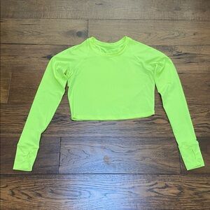 Fleo Foundation Crop Long Sleeve Shirt, neon highlighter yellow, size M